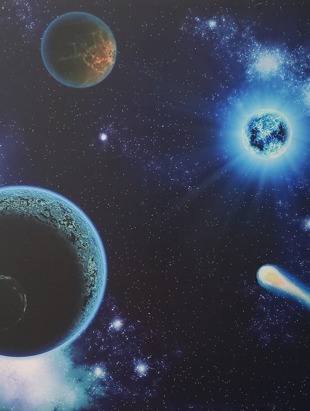 Illuminated Canvas Wall Art Outerspace Panoramic Glows Light Up Home Decor NWT